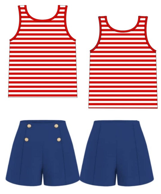 Best-Seas Sailor Shorts and Red-and-White Striped Tank