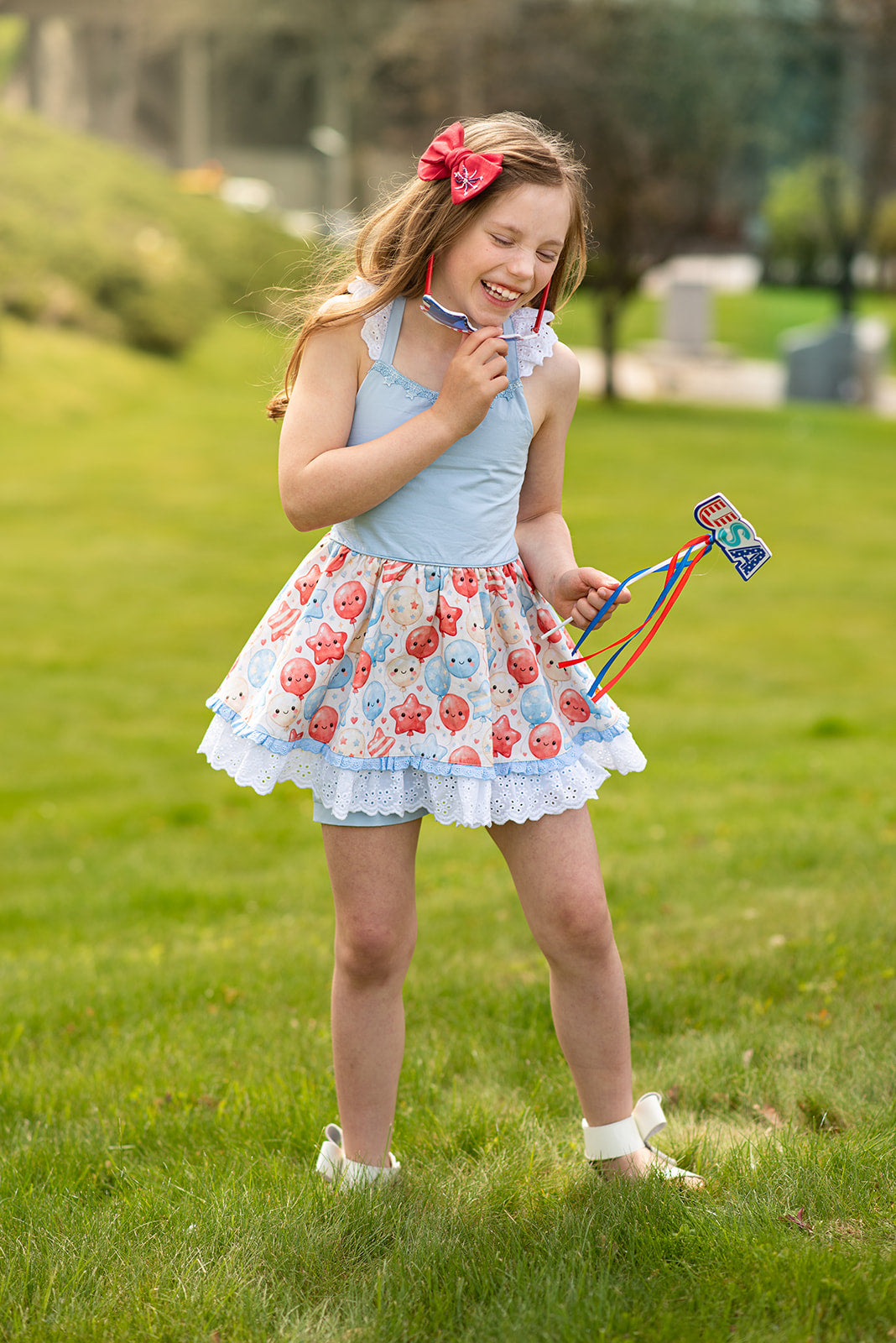 Red White & Balloons Tunic Set