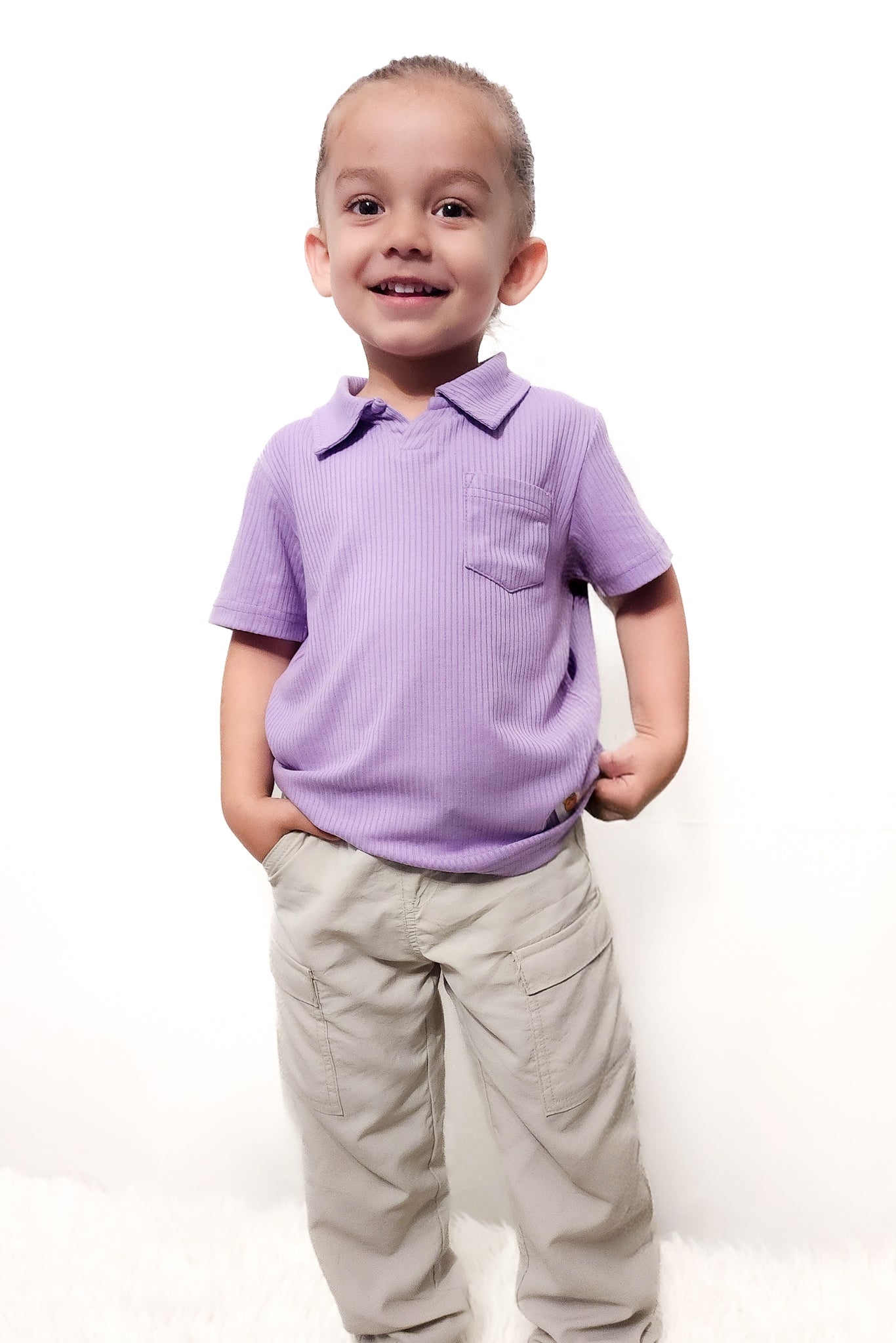 Lavender Ribbed Polo Shirt
