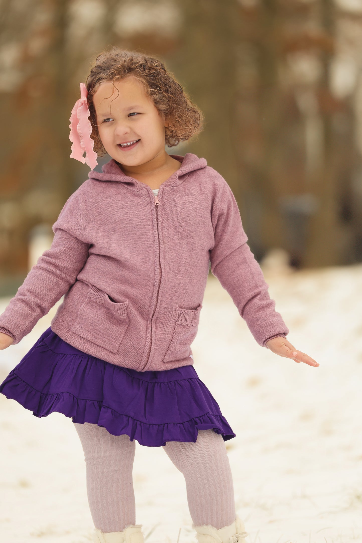 Wonderknit Mauve Zip-up Tassel-Hoodie