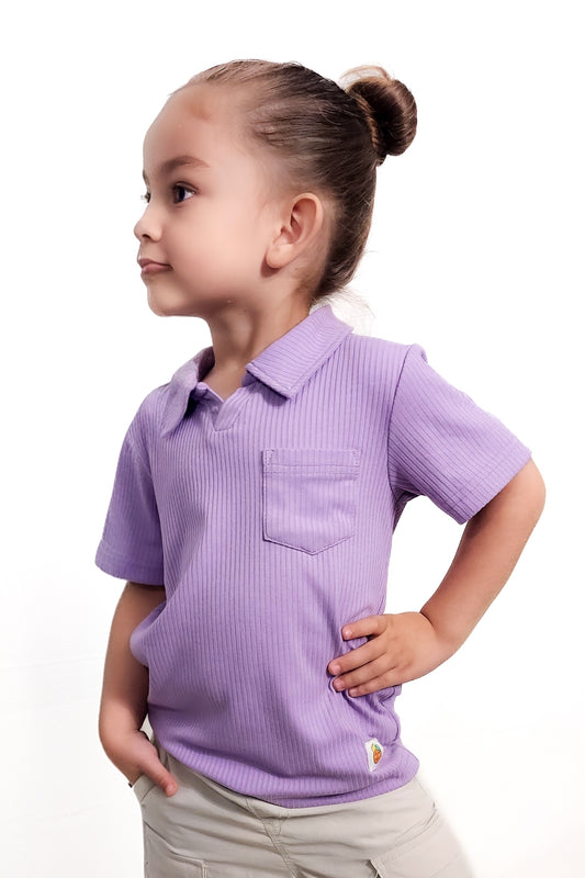 Lavender Ribbed Polo Shirt