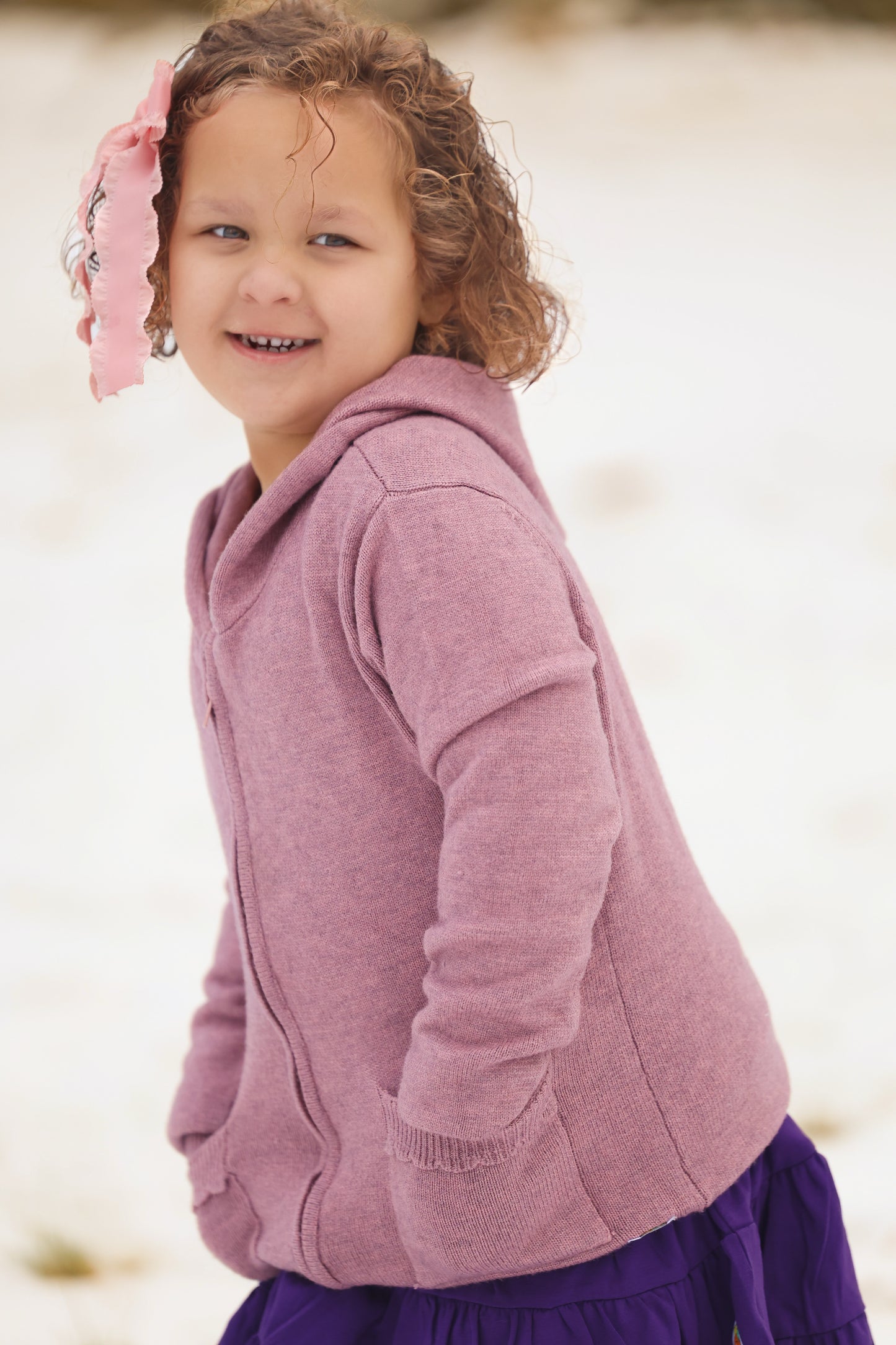 Wonderknit Mauve Zip-up Tassel-Hoodie