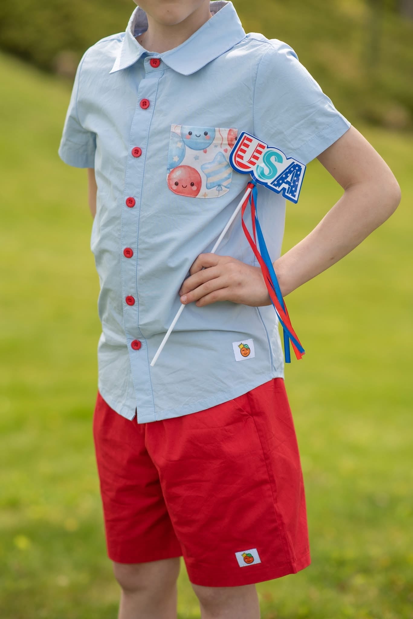 Red White & Balloons Button-Up