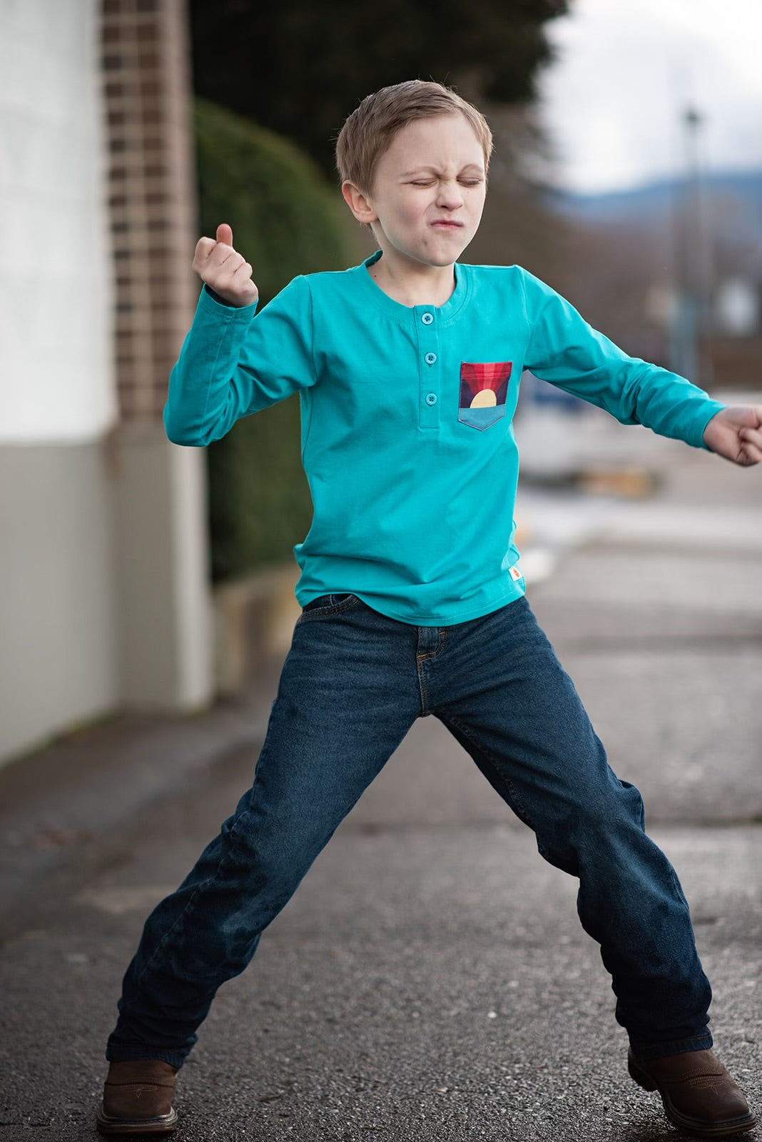 Bright Skies Teal Long-Sleeve Henley