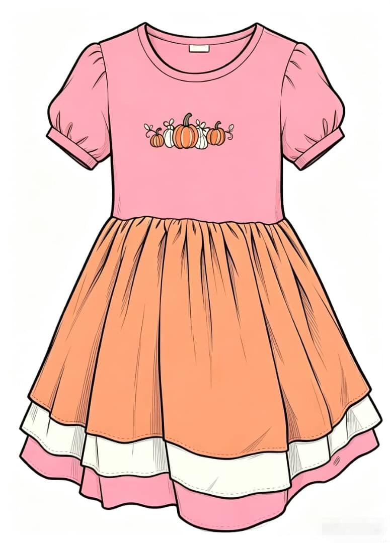 Short Sleeve Cinnamon Rose Dress Set