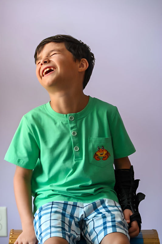 Under The Sea Henley (With Cute Crab Pocket)