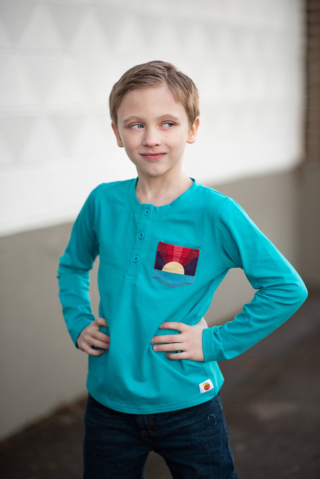 Bright Skies Teal Long-Sleeve Henley