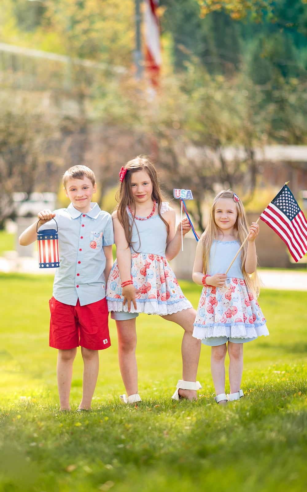 Red White & Balloons Button-Up