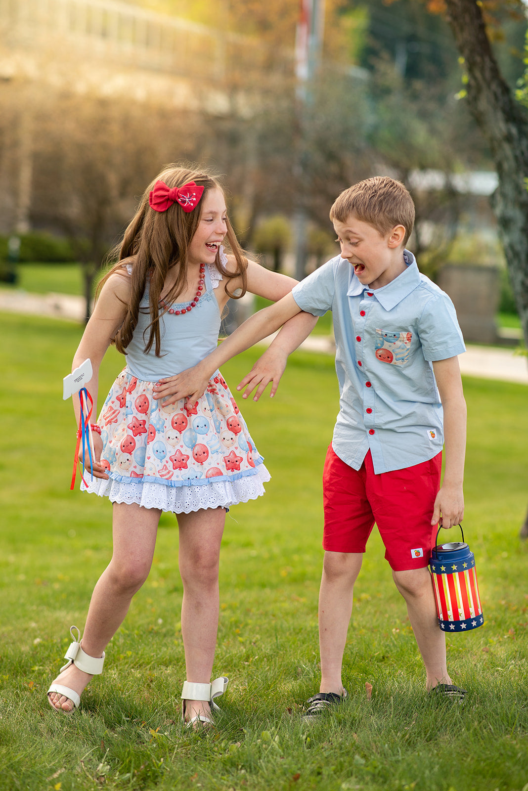 Red White & Balloons Tunic Set