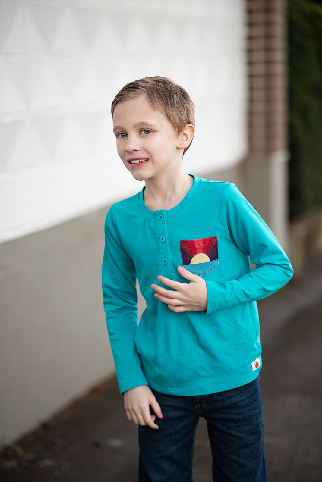 Bright Skies Teal Long-Sleeve Henley