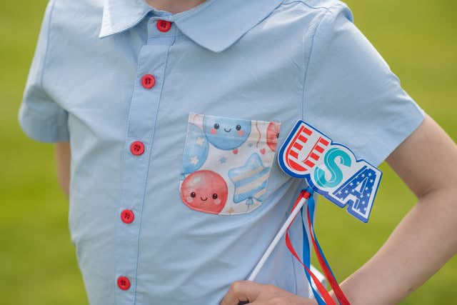 Red White & Balloons Button-Up