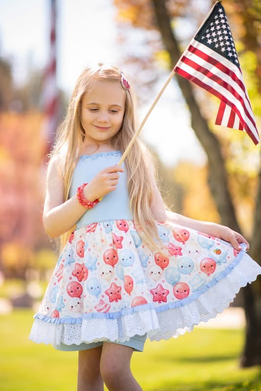 Red White & Balloons Tunic Set