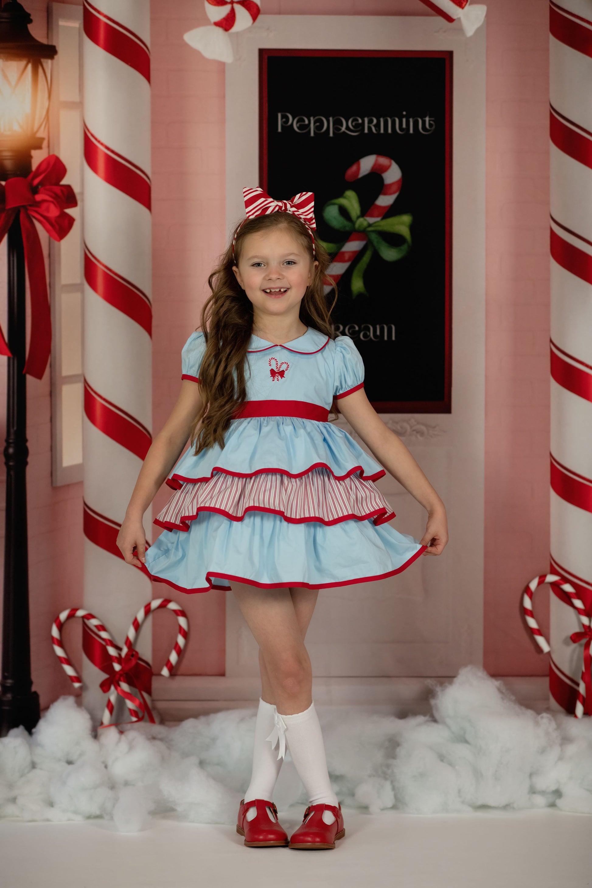 peppermint party dresses Peppermint Swirl Christmas Dress for Toddler Girls, Pageant OOC Candy Cane, Ruffle Dress, Puff Sleeves, Winter Wear, Ornaments, Dress, Bows